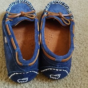 Lamp blue and brown Moccasins, worn once, size 8